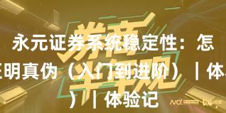永元证券系统稳定性：怎么证明真伪（入门到进阶）｜体验记